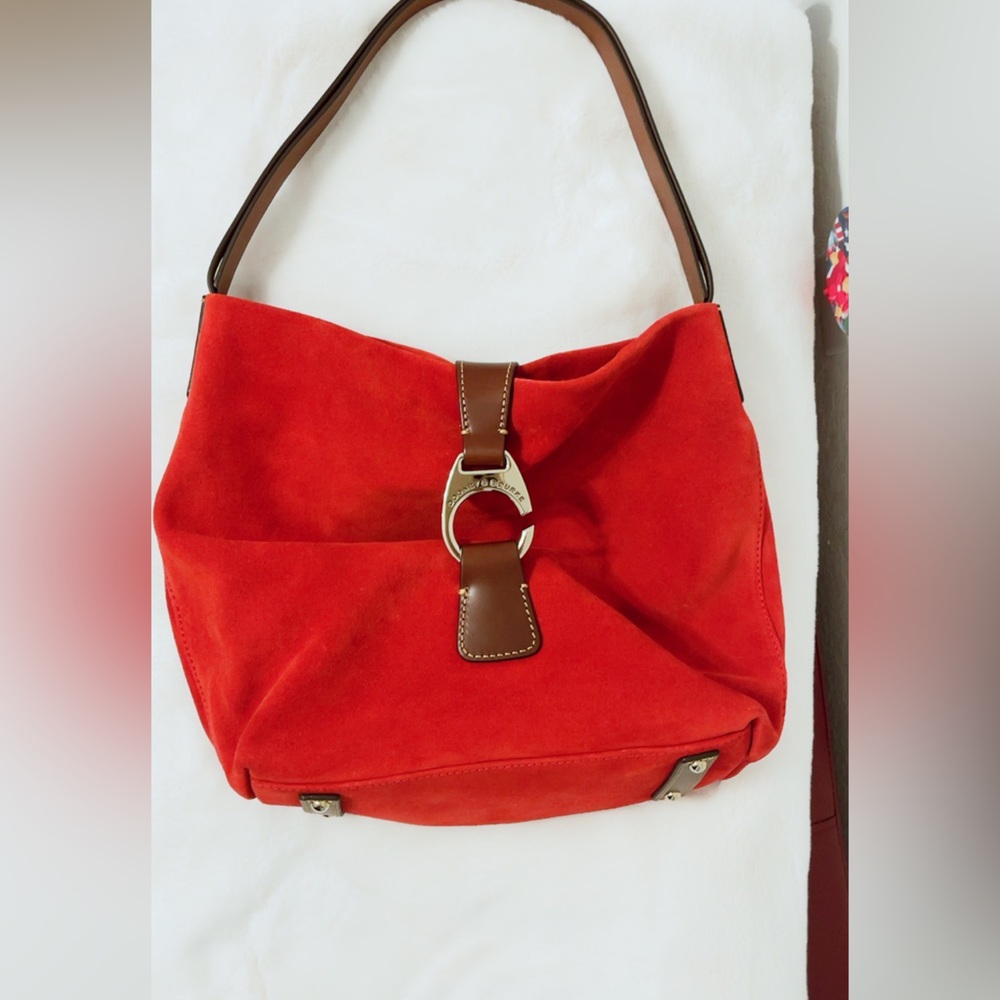 Dooney & Bourke Derby Suede Hobo - New Women | Color: Red/Gold | - Picture 1 of 13